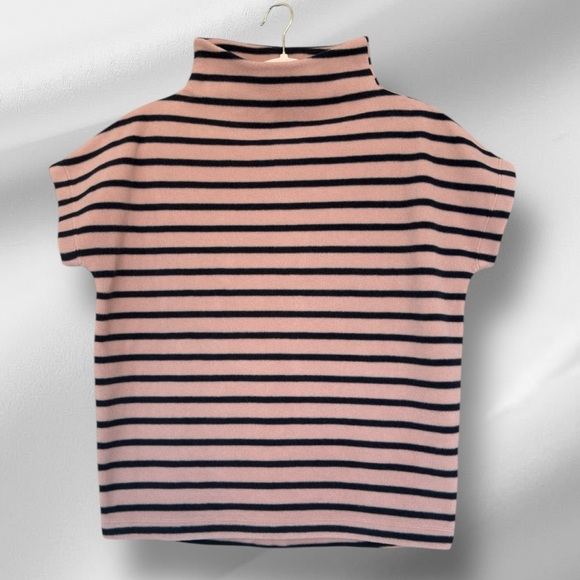 Dudley Stephens Tops - Dudley Stephens Bowery Mock Neck Top Khaki Black Stripe Vello Fleece XS NWT
